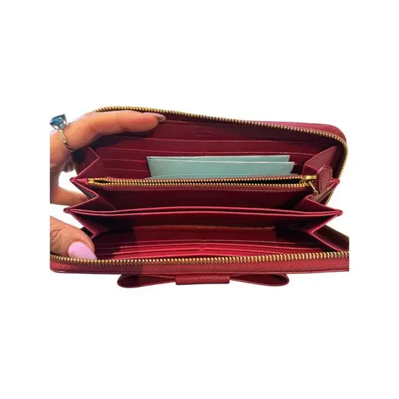 #2 Prada Saffiano Fiocco bow zip-around long wallet*Hot Pink*Shown in live - Picture 3 of 3